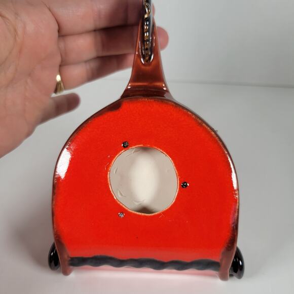 Vintage Orange and Brown Spur Ashtray with Handle, Mid-Century Modern Farmhouse - Picture 11 of 12